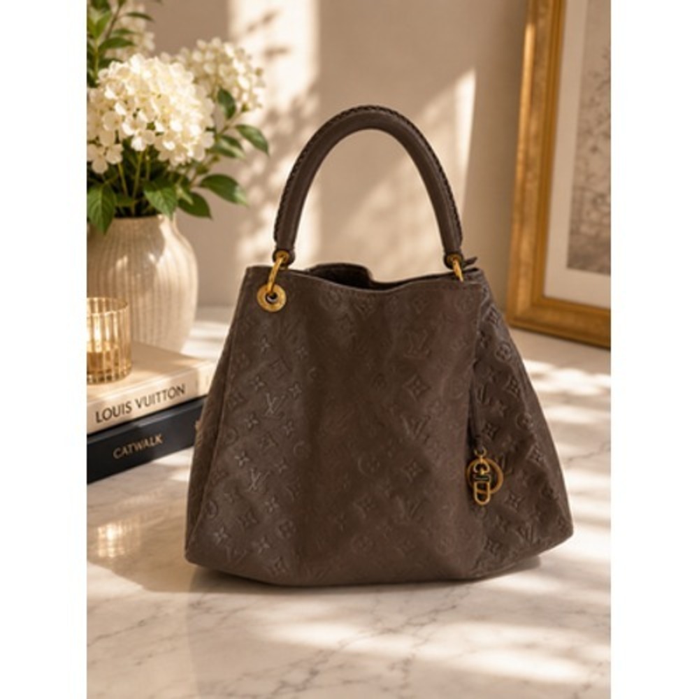 Louis Vuitton Shoulder Bag Womens Large Brown Empreinte Leather Monogram Purse